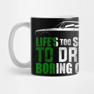 Life’s too Short to Drive Boring Cars Alfa Romeo (Multi colour Distressed Mug